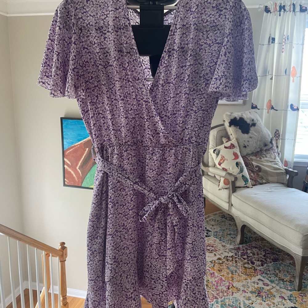 Floral Wrap Midi Dress in Lavender